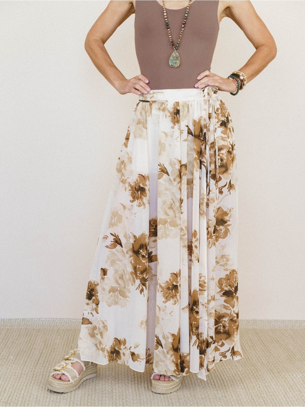 Promesa Boho Sepia Spring Maxi skort